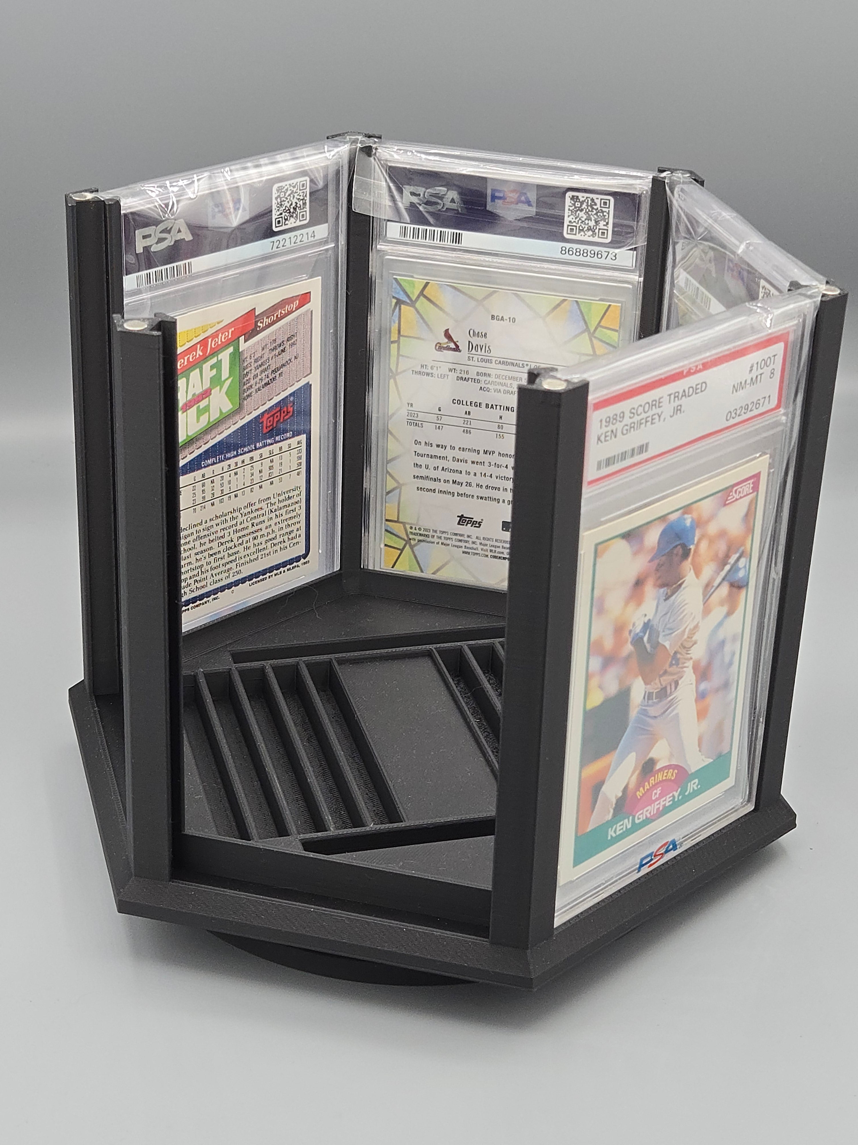 Rotating 6-Card Display Carousel with Internal Storage