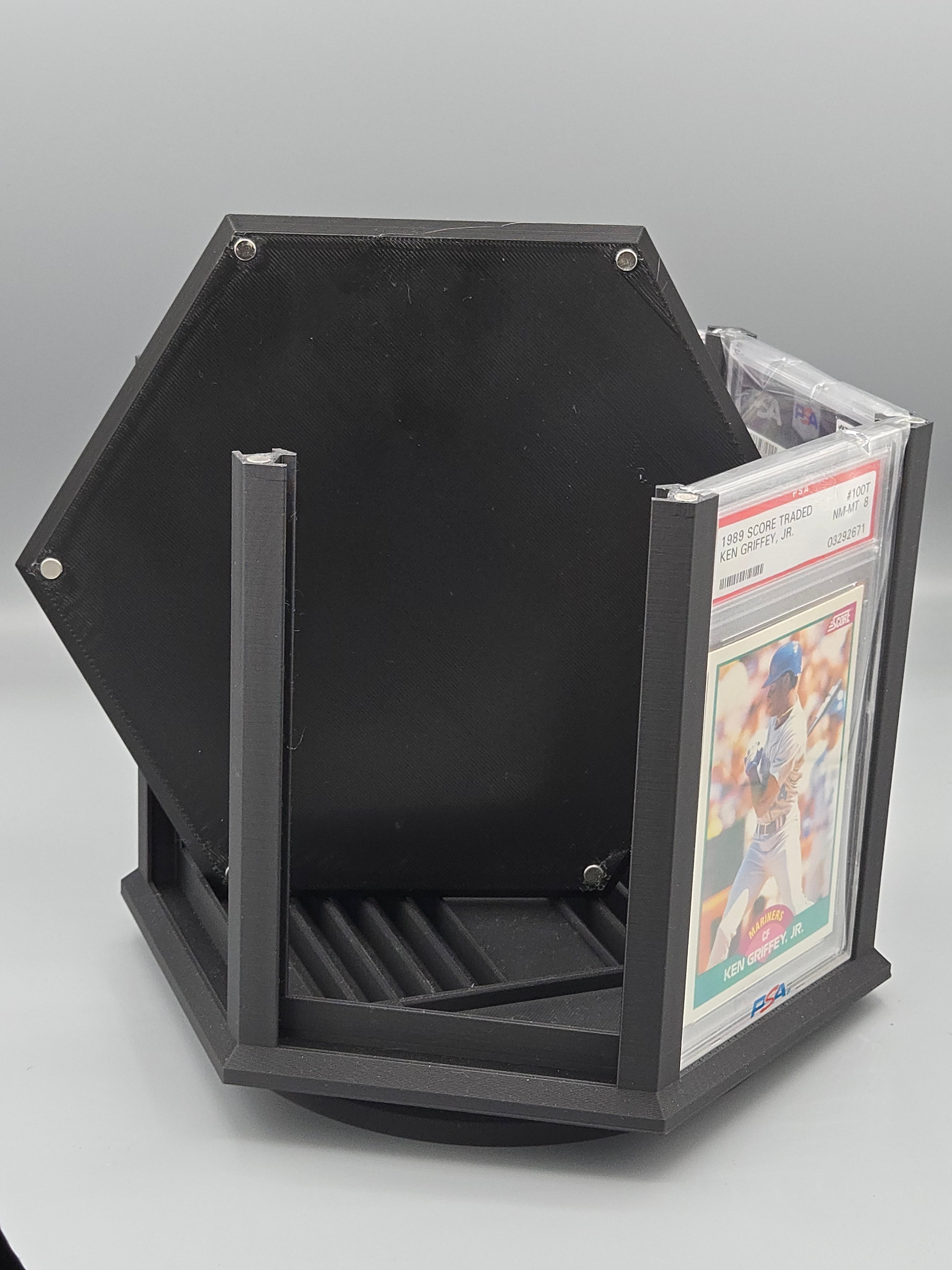 Rotating 6-Card Display Carousel with Internal Storage